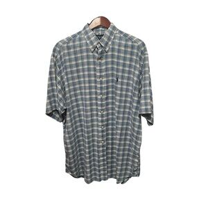 Ralph Lauren Blake Blue White Plaid 100% Cotton Button Down Shirt XL